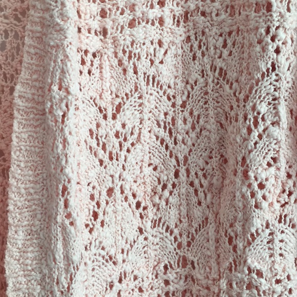 Mudd Light Pink Long Crochet-like Cardigan Small Cotton Blend - Picture 2 of 9